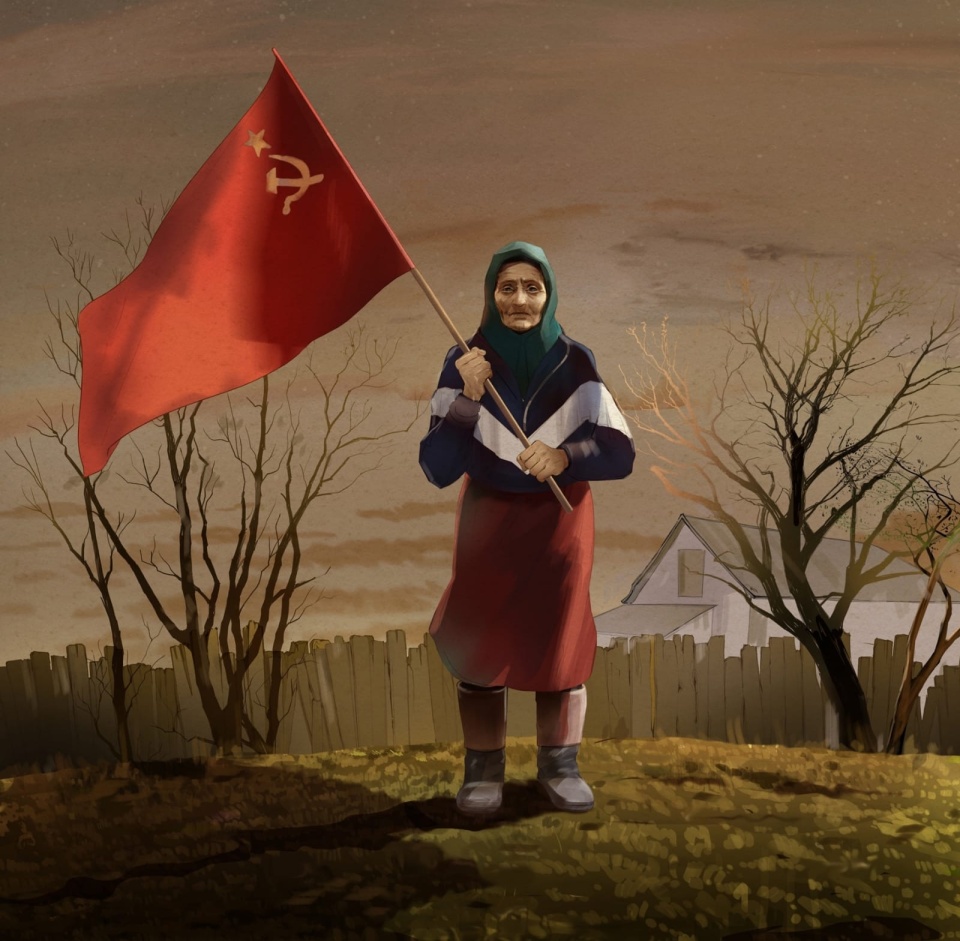 Стихотворение о мужественной бабушке с флагом СССР